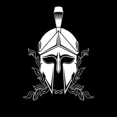 Ancient Greek helmet with olive branches.