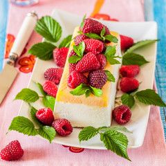 Lemon Semifreddo with Raspberries