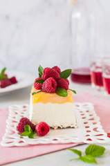 Lemon Semifreddo with Raspberries