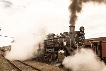Deurstickers Steam Train Locomotive Closeup Exhausts Vintage © ChrisVanLennepPhoto