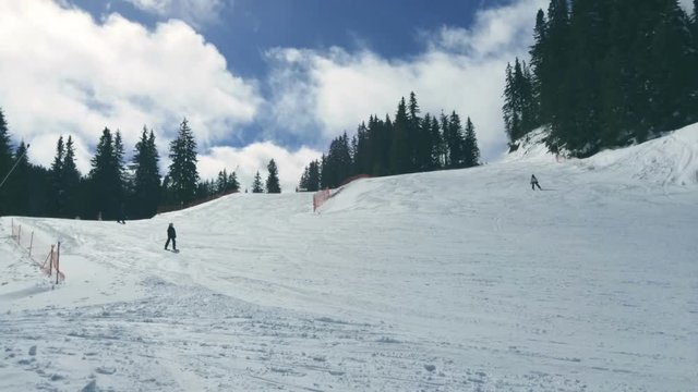 Fast moving clouds at a ski resort
