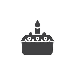 Easter cake with candle vector icon. filled flat sign for mobile concept and web design. Birthday cake solid icon. Symbol, logo illustration. Pixel perfect vector graphics