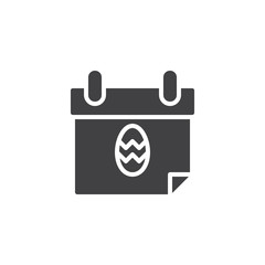 Calendar with easter egg vector icon. filled flat sign for mobile concept and web design. Easter holiday day simple solid icon. Symbol, logo illustration. Pixel perfect vector graphics