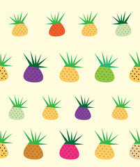 Cartoon pineapple fruit background Vector