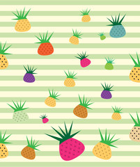 Cartoon pineapple fruit background Vector