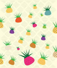 Cartoon pineapple fruit background Vector