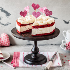 Sliced Red Velvet Cheesecake