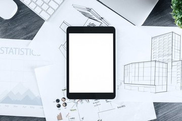 Creative desktop with empty touchpad