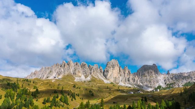 Time Lapse of Dolomites Italy landscape Pizes de Cir Ridge in South Tyrol, Western Dolomites - Italy tourist attraction for nature travel and outdoor acticity. Breathtaking landscape of Northern Italy
