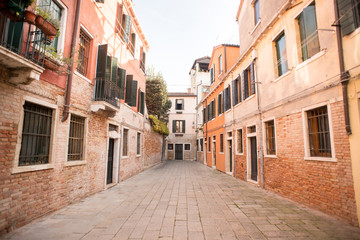 Venice Street with Ancient Buildings.