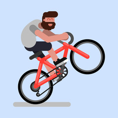 Man rides a bicycle
