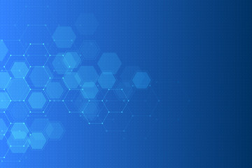 Technology background with hexagons. Molecular structure and chemical compounds.