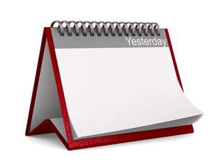 Calendar for yesterday on white background. Isolated 3D illustration