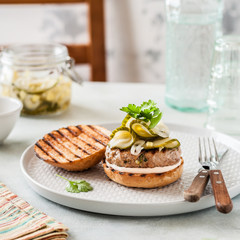 Pork Burger with Fresh Pickles