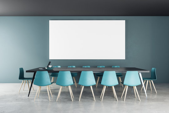 Modern meeting room with billboard