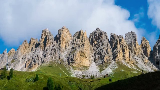Time Lapse of Dolomites Italy landscape Pizes de Cir Ridge in South Tyrol, Western Dolomites - Italy tourist attraction for nature travel and outdoor acticity. Breathtaking landscape of Northern Italy