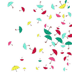 Fototapeta premium Pretty summer background with umbrellas. Umbrellas In Cartoon Free Style. Pattern Art Illustration Vector
