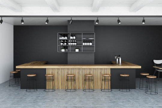 Black wall bar interior
