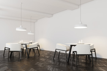 Original armchairs cafe interior, side view