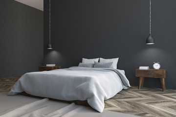 Gray Scandinavian bedroom corner