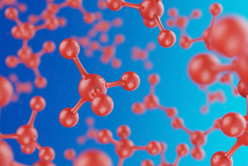 Abstract atom or molecule structure for science and medical background. 3d illustration.