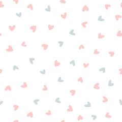 Repeated hearts drawn by hand. Cute seamless pattern. Endless romantic print. - 198807801