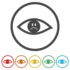 Eye sign icon, Smile Icon Vector, 6 Colors Included