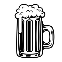 Beer mug illustration isolated on white background. Design element for logo, label, emblem, sign.