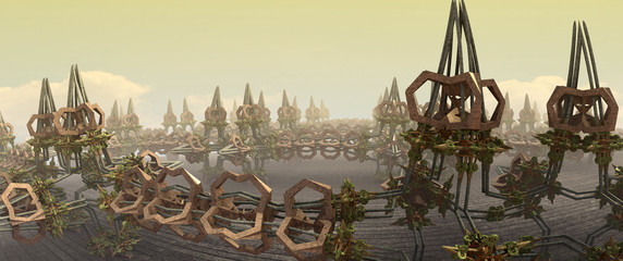 3D illustration artwork of virtual scenery