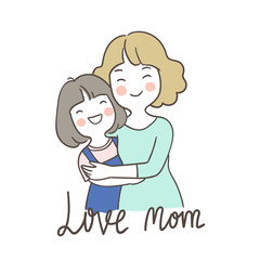 Vector_illustration_Character_design_Love_mom_girl_and_mother_Doodle_cartoon_style_2