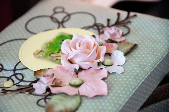 photo of handmade box in scrapbooking style