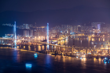 Fototapeta na wymiar Stonecutters bridge, Hong Kong.