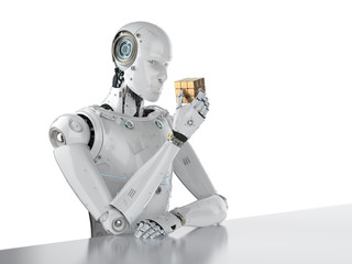 robot playing cube