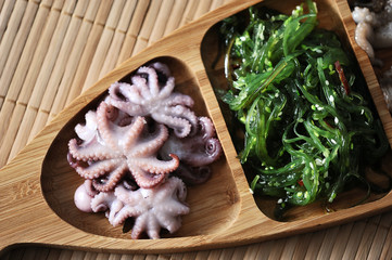 salad from sea cabbage chuka, octopus