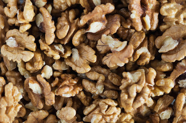 lot of walnuts close up
