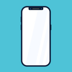 new phone front side vector drawing eps10 format isolated on blue background  - vector illustration in flat style