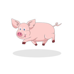 Cute pig cartoon. Cheerful pig character.