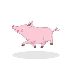 Cute pig cartoon. Cheerful pig character.