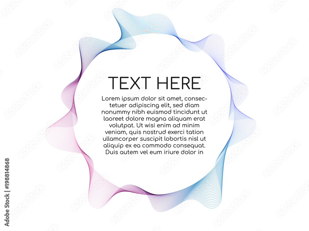 Poster Abstract flowing wave lines colorful circle frame with space for text isolated on white background. For design element. for technology or music concept.