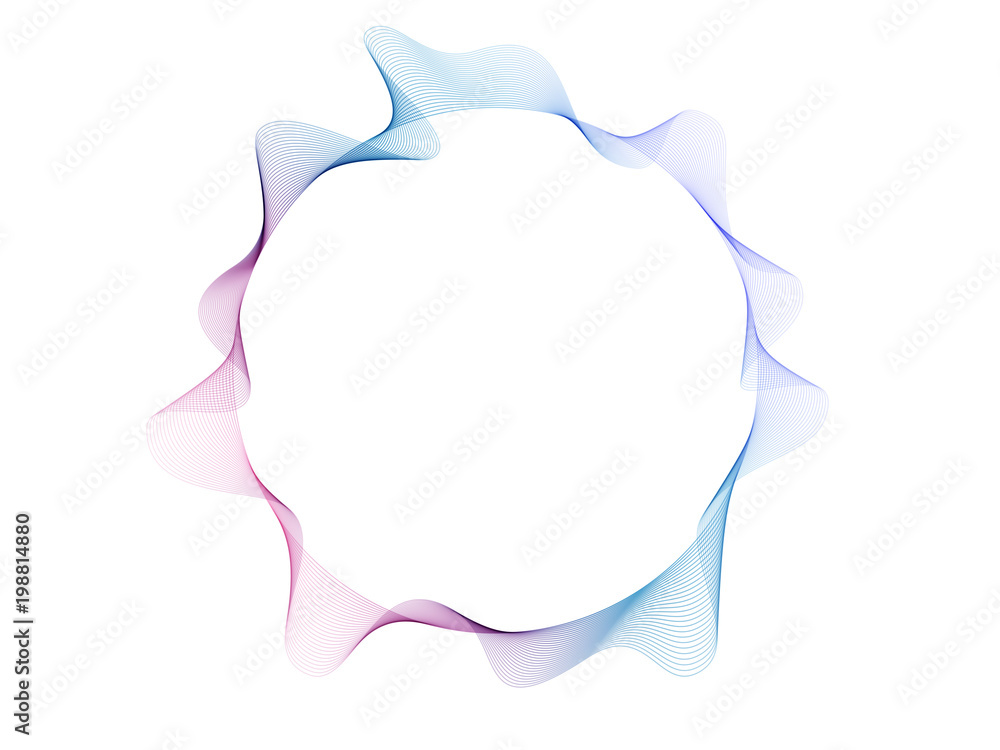 Poster Abstract flowing wave lines colorful circle frame with space for text isolated on white background. For design element. for technology or music concept.
