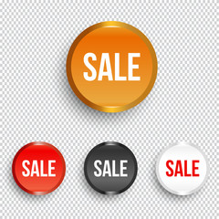 SALE circle banners on transparent background. Vector illustration.