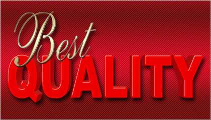 Stock Illustration - Best Quality, Golden Text: Best, Red Text: Quality, 3D Illustration, Red Background.