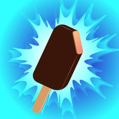 Chocolate ice cream on a stick