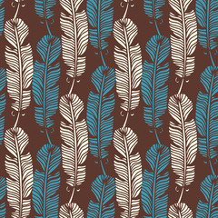 Birds feathers boho seamless pattern