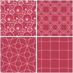 Geometric patterns. Set of pale red seamless backgrounds