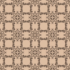 Brown and beige floral seamless pattern