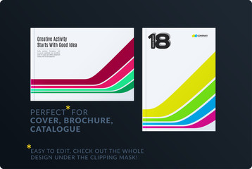 Template. Creative abstract minimal design of brochure set, annual report, horizontal cover, flyer in A4