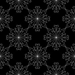 White floral seamless pattern on black background