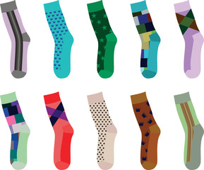 Colorful set of socks. vector illustration