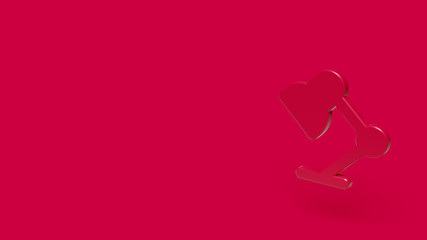 3D Icon of lamp isolated on a red background.